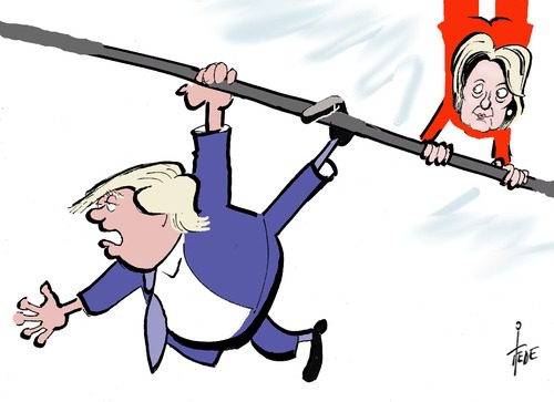 Cartoon: Clinton - Trump (medium) by tiede tagged clinton,trump,wahlen,debatte,usa,tiede,cartoon,karikatur,clinton,trump,wahlen,debatte,usa,tiede,cartoon,karikatur
