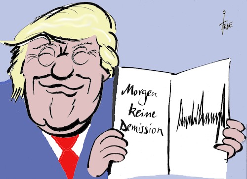 Cartoon: Demission (medium) by tiede tagged trump,demission,berater,minister,tiede,cartoon,karikatur,trump,demission,berater,minister,tiede,cartoon,karikatur