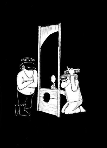 Cartoon: Guter Abgang (medium) by tiede tagged humor,schwarzer,abgang,guter,tiedemann,tiede,sterben,tod,todesstrafe,guillotine,abschied,hinrichtung