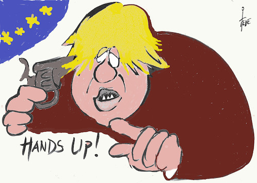 Cartoon: Johnson-Hands Up! (medium) by tiede tagged boris,johnson,eu,brexit,tiede,cartoon,karikatur,boris,johnson,eu,brexit,tiede,cartoon,karikatur
