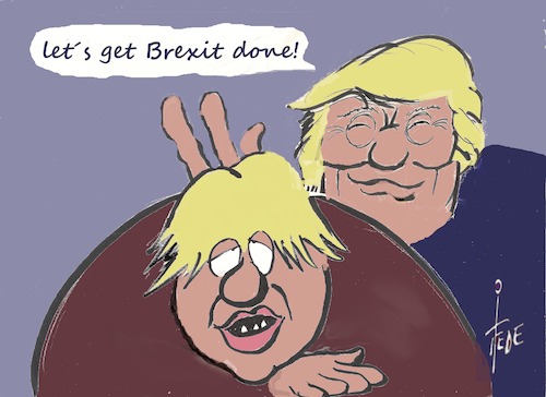 Cartoon: Johnson (medium) by tiede tagged johnson,trump,brexit,tiede,cartoon,karikatur,johnson,trump,brexit,tiede,cartoon,karikatur
