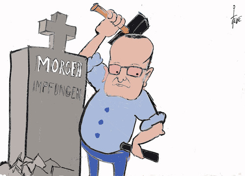 Cartoon: Morgen (medium) by tiede tagged spahn,spahn