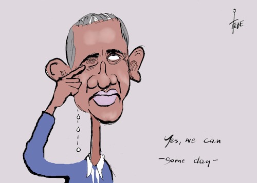 Cartoon: Obama - Trump (medium) by tiede tagged obama,trump,tiede,tiedemann,cartoon,karikatur,obama,trump,tiede,tiedemann,cartoon,karikatur