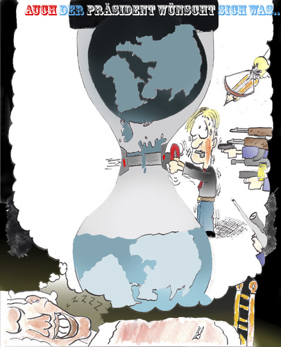 Cartoon: Weihnachtswünsche (medium) by McL tagged wikileaks,obama,assange,geschenke,wuensche,wünsche,weihnachten