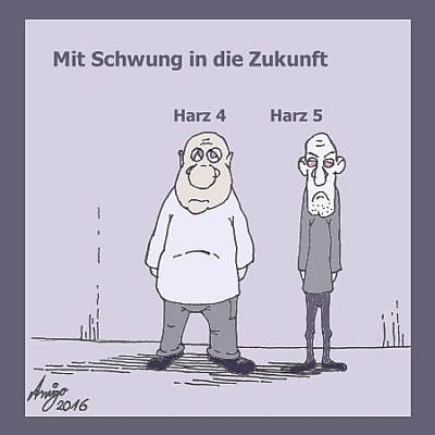 Cartoon: Mit Schwung in die Zukunft (medium) by michaskarikaturen tagged harz4