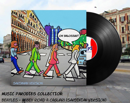 Cartoon: The Beatles Sardinian Version (medium) by Peps tagged beatles,abbeyroad,500,newbeatle,street,famous,rock,music