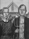 Cartoon: American Gothic (small) by Stef 1931-1995 tagged american,gothic,new,year,card