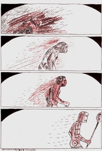 Cartoon: Evolution (medium) by Zlatko Iv tagged evolution,zirkus,mann,robot,ideal,erste,chinese,china,ausweg,art