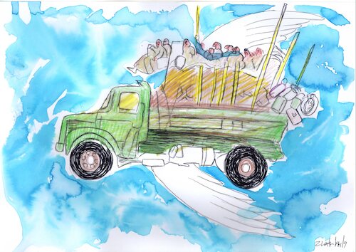 Cartoon: Migrantos fly (medium) by Zlatko Iv tagged migrant,danke,help,sos,mann,liebe,life,polizei,border