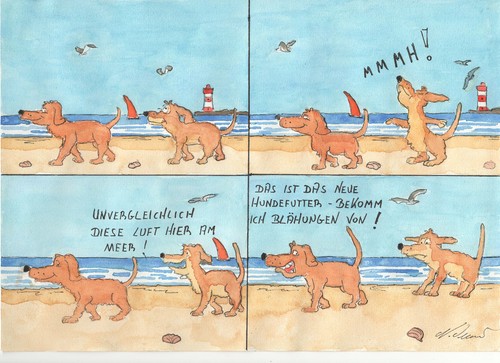 Cartoon: Neulich am Strand (medium) by Denno tagged hunde,am,strand