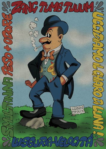 Cartoon: Filippo Tommaso Marinetti (medium) by Ludus tagged marinetti,futurism