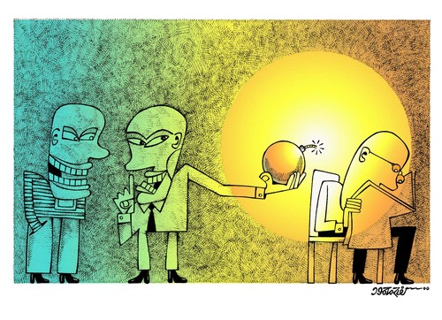 Cartoon: Reader and terrorism (medium) by kifah tagged reader,and,terrorism