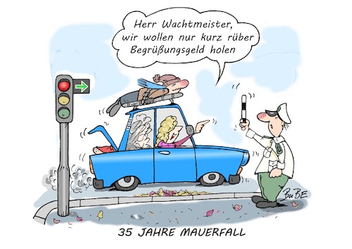 Cartoon: 35 Jahre Mauerfall (medium) by BuBE tagged deutschland,mauerfall,begrüßungsgeld,demark,brd,ddr,deutsche,einheit,freiheit,schutzwall,mauer,deutschland,mauerfall,begrüßungsgeld,demark,brd,ddr,deutsche,einheit,freiheit,schutzwall,mauer