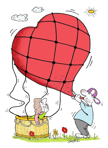 Cartoon: Ballonfahrt (medium) by BuBE tagged ballonfahrt,ballonfahrer,ballon,liebe,herz,sommer,liebesbeweis