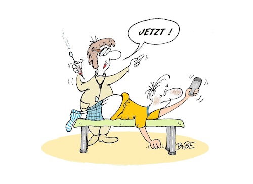 Cartoon: Selfie mit Spritze (medium) by BuBE tagged selfie,spritze,medizin,ärztin,arzt,händy