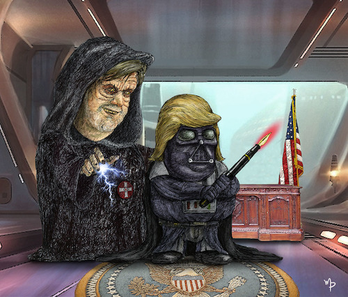 Cartoon: the empire strikes back (medium) by mparra tagged bannon,trump,starwars,empire,usa