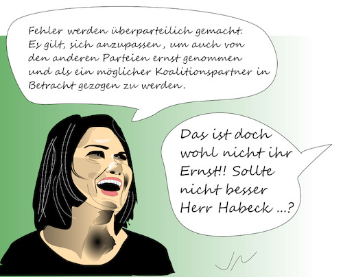 Cartoon: Baerbock (medium) by Jochen N tagged grüne,habeck,kanzlerkandidatin,bundestagswahlen,bundeskanzler,wahlkampf,fehler,betrug,ernst,koalition,cdu,interview