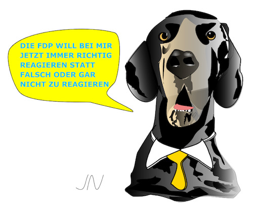 Cartoon: FDP (medium) by Jochen N tagged lindner,wahl,bundestagswahl,wahlkampf,falsch,regieren,reagieren,reaktion,laschet,baerbock,hund,werbung