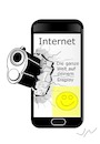 Cartoon: Datenschutz (small) by Jochen N tagged smartphone,handy,mobiltelefon,iphone,display,daten,überwachung,samsung,pistole,pistolenlauf,smiley,bruch,virtuell
