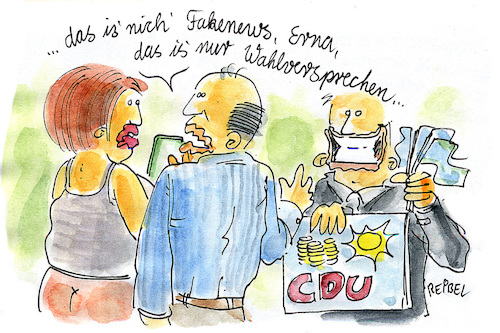 Cartoon: Fake News (medium) by REIBEL tagged fake,news,wahl,wahlkampf,wahlversprechen