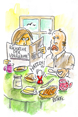 Cartoon: Vogelgrippe (medium) by REIBEL tagged ostern,ei,grippe,angst,ostern,ei,grippe,angst