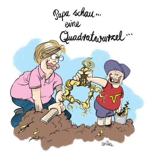 Cartoon: Wurzelziehen (medium) by REIBEL tagged math2022,wurzel,garten,familie,kalauer,math2022,wurzel,garten,familie,kalauer