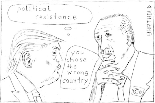 Cartoon: Advice from Erdogan (medium) by Barthold tagged erdogan,trump,political,resistance