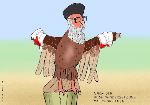 Cartoon: Iran (medium) by Barthold tagged krieg,israel,iran,juni,2025,angriff,nuklearanlagen,fordo,natans,isfahan,stark,reduzierte,nukleare,fähigkeiten,darstellung,geier,gestutzte,flügel,ayatollah,ali,khamenei,cartoon,karikatur,barthold,krieg,israel,iran,juni,2025,angriff,nuklearanlagen,fordo,natans,isfahan,stark,reduzierte,nukleare,fähigkeiten,darstellung,geier,gestutzte,flügel,ayatollah,ali,khamenei,cartoon,karikatur,barthold