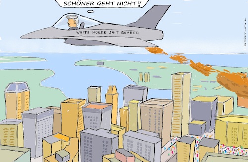 Cartoon: T. liebt sein Volk zu bescheißen (medium) by Barthold tagged usa,no,kings,demonstrationen,oktober,18,2025,reaktion,trump,ki,video,präsident,steuert,bomber,bombardiert,fäkalien,geschmacklos,respektlos,vogelperspektive,amerikanische,stadt,kampfjet,demonstration,cartoon,karikatur,barthold,usa,no,kings,demonstrationen,oktober,18,2025,reaktion,trump,ki,video,präsident,steuert,bomber,bombardiert,fäkalien,geschmacklos,respektlos,vogelperspektive,amerikanische,stadt,kampfjet,demonstration,cartoon,karikatur,barthold