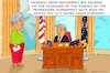 Cartoon: Friendly Invitation (small) by Barthold tagged framework,agreement,peace,treaty,usa,iran,mohammed,bin,salman,prince,prime,minister,saudi,arabia,fictitious,invitation,trump,sword,dance,ceremony,oval,office,susie,wiles,chief,of,staff,delivers,message,cartoon,caricature,barthold