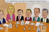 Cartoon: Keine böse Absicht n. Gewohnheit (small) by Barthold tagged kabinett,merz,sitzung,kabinettstisch,carsten,schneider,umwelt,bärbel,bas,sozialministerin,rudolf,wadephul,außenminister,lars,klingbeil,finanzen,friedrich,bundeskanzler,thorsten,frei,kanzleramt,dame,leitet,hammer,gewohnheit,cartoon,karikatur,barthold