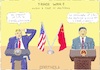 Cartoon: Trade War? (small) by Barthold tagged donald trump xi jinping confusion confusionism confucianism lectern speachers desk flag trade war doctrine china usa united states america