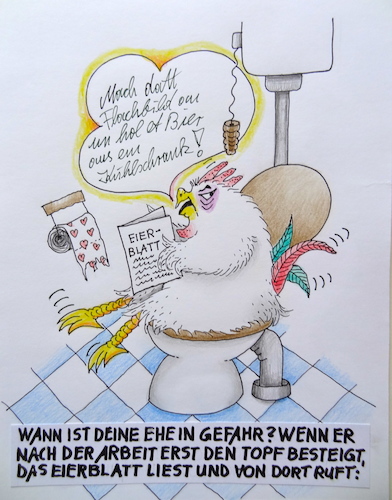Cartoon: beziehungskisten ... (medium) by katzen-gretelein tagged hahn,toilette,ehe