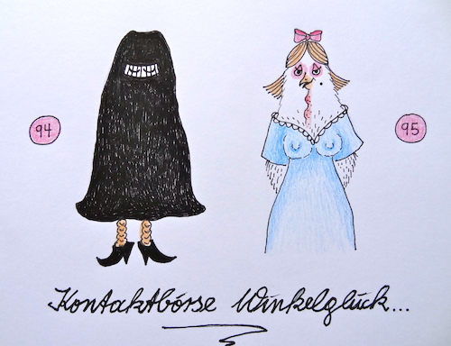 Cartoon: kontaktbörse winkelglück (medium) by katzen-gretelein tagged ehe,liebe