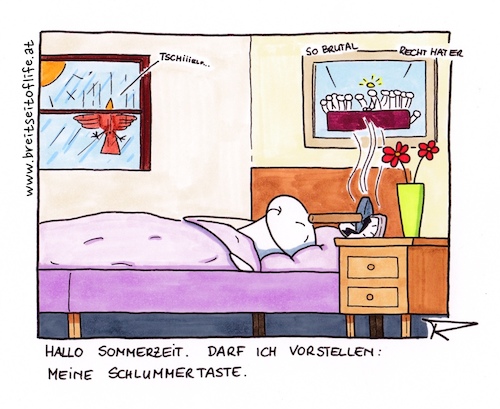 Cartoon: Schlummertaste (medium) by tomdoodle tagged sommerzeit,umstellung,schlummern,hammer,wecker