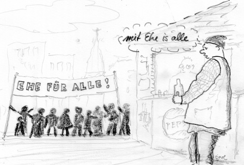 Cartoon: ehe für alle (medium) by kritzelcarl tagged ehe,oder,nix