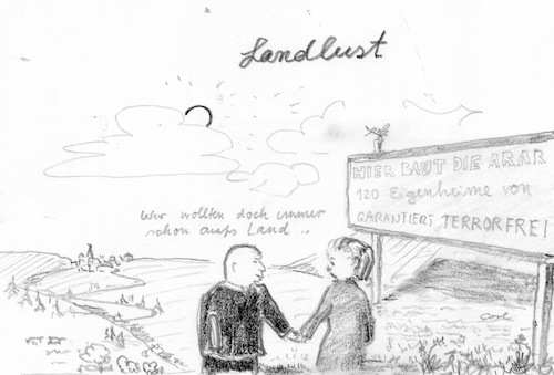 Cartoon: Landlust (medium) by kritzelcarl tagged terror,home