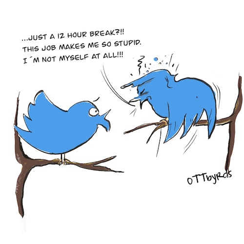 Cartoon: Lousy jobs on Twitter (medium) by OTTbyrds tagged twitter,donald,trump,blocking,account,mundtot,außenpolitik,usa