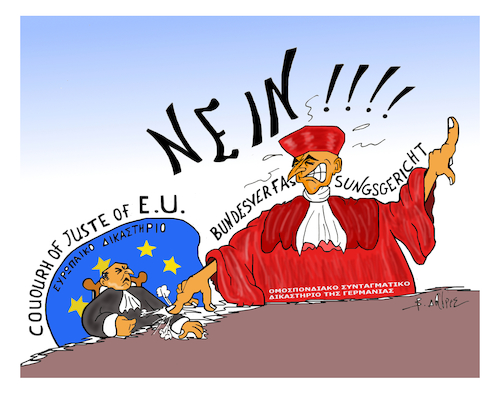 Cartoon: Bundesverfassungsgericht (medium) by vasilis dagres tagged germany,european,union,cjeu