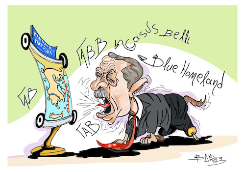 Cartoon: Erdogan (medium) by vasilis dagres tagged erdogan,greece,turkey,casus,belli