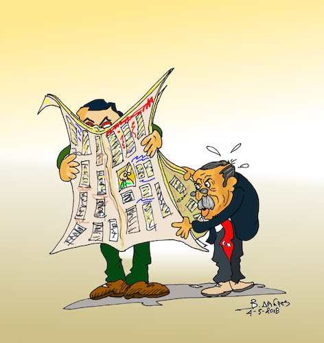 Cartoon: Erdogan and journalist press (medium) by vasilis dagres tagged erdogan,turkey,media