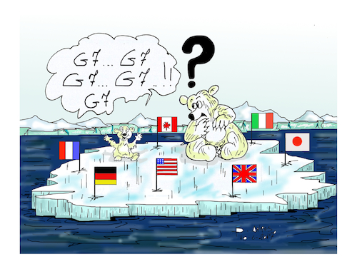 Cartoon: G7 (medium) by vasilis dagres tagged environment,united,states,of,america,germany,france,italy,donald,trump,merkel,macron