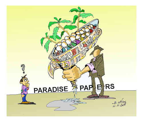 Cartoon: paradise papers (medium) by vasilis dagres tagged offshore,company