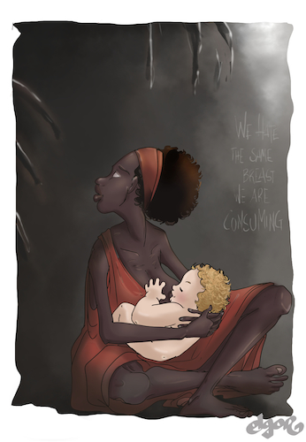 Cartoon: Breastfeeding (medium) by Alagooon tagged racism,neocolonialism,imperialism