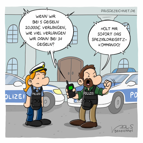 Cartoon: Spezialdreisatzkommando (medium) by pausgezeichnet tagged math2022,polizei,sek