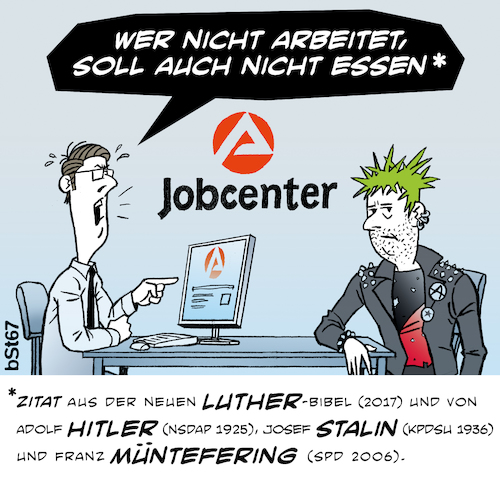 Cartoon: Lutherjahr 2017 (medium) by bSt67 tagged reformation,jobcenter,punk,luther,arbeitszwang,alg2,hartz4,agenda2010
