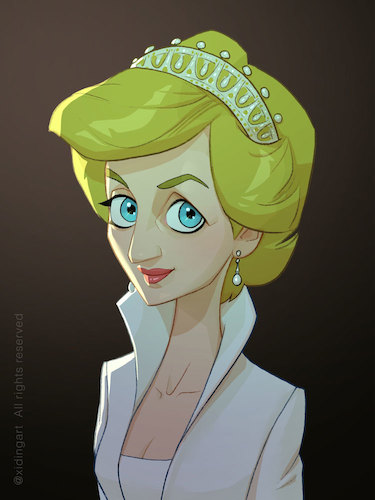 Cartoon: Caricature of Princess Diana (medium) by xidingart tagged princessdiana,caricature,cartoon