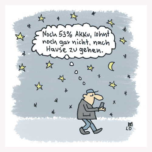 Cartoon: Akku leer (medium) by Lo Graf von Blickensdorf tagged akku,handy,smartphone,nachts,akku,handy,smartphone,nachts