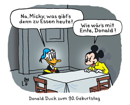Cartoon: Donald Duck 90 (medium) by Lo Graf von Blickensdorf tagged 90,geburtstag,von,donald,duck,comic,cartoon,lo,graf,karikatur,jubiläum,walt,disney,micky,maus,mouse,ente,böse,tisch,comicheft,essen,ernährung,nahrung,beziehung,freundschaft,90,geburtstag,von,donald,duck,comic,cartoon,lo,graf,karikatur,jubiläum,walt,disney,micky,maus,mouse,ente,böse,tisch,comicheft,essen,ernährung,nahrung,beziehung,freundschaft