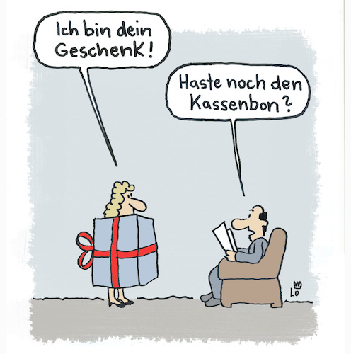 Cartoon: Ein Geschenk... (medium) by Lo Graf von Blickensdorf tagged geschenk,weihnachten,geburtstag,kassenbon,umtausch,weihnachtsgeschenk,geburtstagsgeschenk,geschenk,weihnachten,geburtstag,kassenbon,umtausch,weihnachtsgeschenk,geburtstagsgeschenk